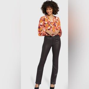 NWT - Sculp-Her - NYJD - Marilyn Coated Straight Leg Jeans - Black - Size 12